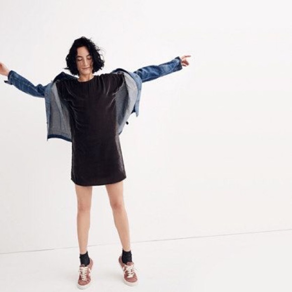 Madewell Brown Velvet Tunic Mini Dress